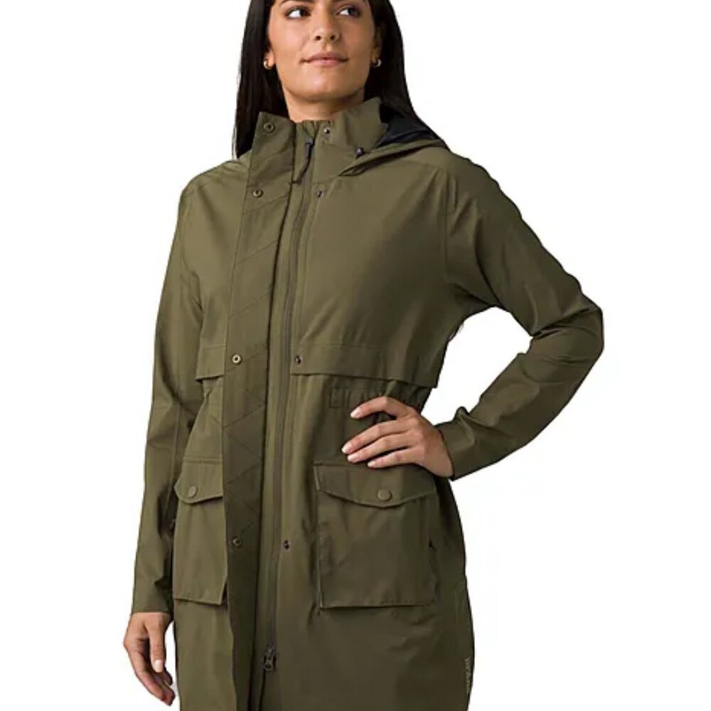 prAna Othello Falls Trench Coat in Cargo Green